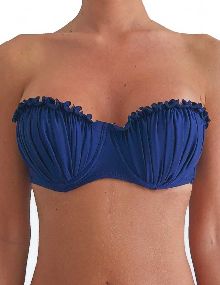 Top fascia balconcino colore blue notte, imbottita, con effetto push up