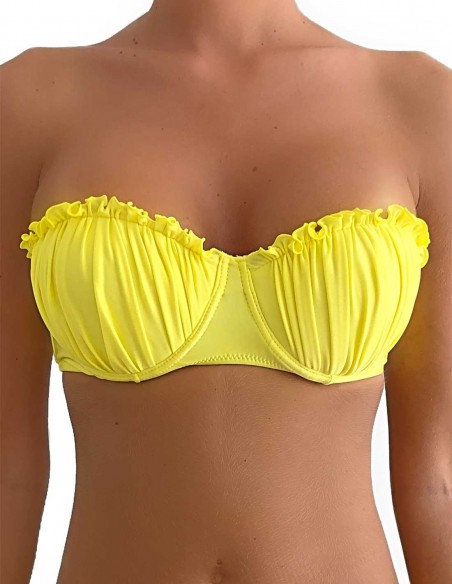 Top fascia balconcino colore giallo limone, imbottita, con effetto push up