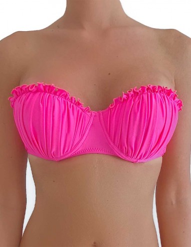 Top fascia balconcino colore fucsia, imbottita, con effetto push up