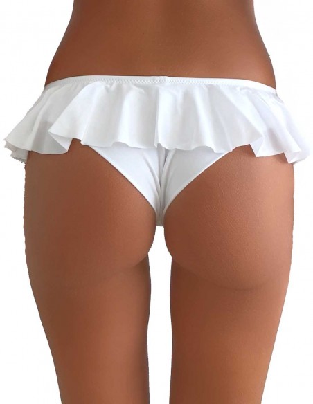 Retro della brasiliana con volant modello Ibiza colore bianco