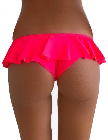 Retro della brasiliana con volant modello Ibiza colore corallino