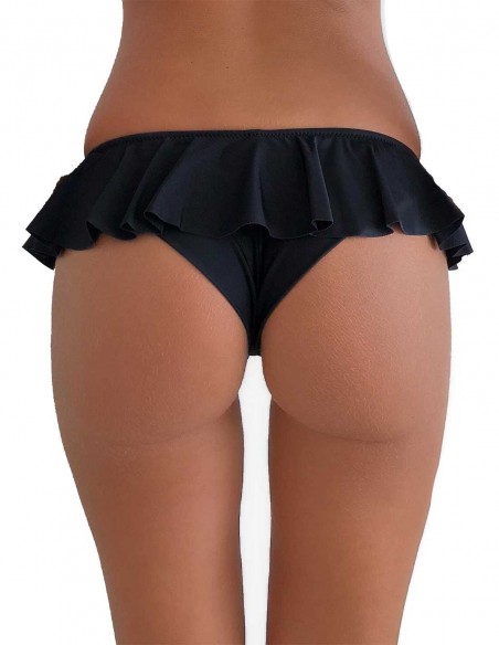 Retro della brasiliana con volant modello Ibiza colore nero