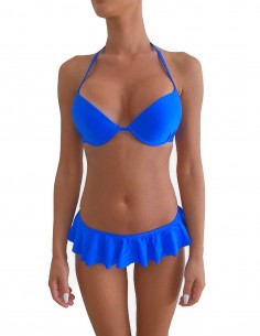 Bikini colore blue elettrico reggiseno maxi push up con volant slip o brasiliana