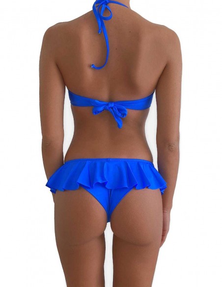 Retro del bikini colore blue elettrico reggiseno maxi push up Malibù con brasiliana