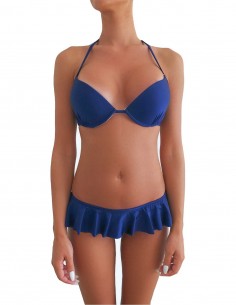 Bikini colore blue notte reggiseno maxi push up con volant slip o brasiliana