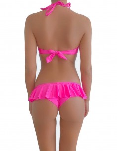 Bikini colore fucsia reggiseno maxi push up con volant slip o brasiliana 2