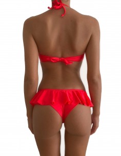 Bikini colore rosso reggiseno maxi push up con volant slip o brasiliana 2