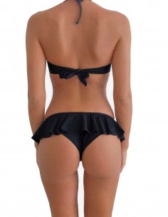 Bikini colore nero reggiseno maxi push up con volant slip o brasiliana 2