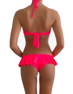 Bikini colore corallino reggiseno maxi push up con volant slip o brasiliana 2