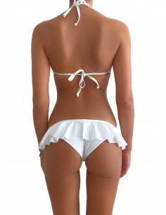 Bikini triangolo bordato colore bianco con volant slip o brasiliana 2