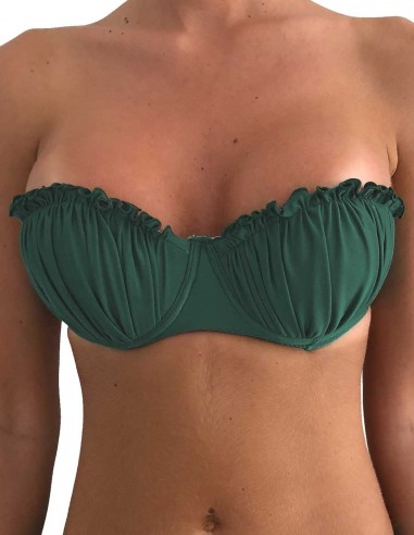 Top fascia balconcino colore verde foresta, imbottita, con effetto push up