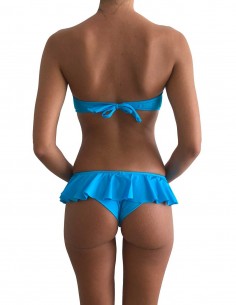 Bikini azzurro fascia push up balconcino con volant slip o brasiliana 2