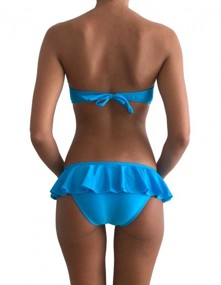 Retro del bikini azzurro fascia push up balconcino con slip volant Capri