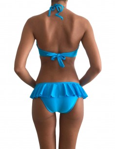 Bikini colore azzurro reggiseno maxi push up con volant slip o brasiliana 2