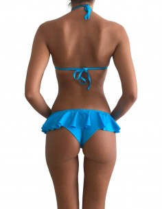 Bikini triangolo bordato colore azzurro con volant slip o brasiliana 2