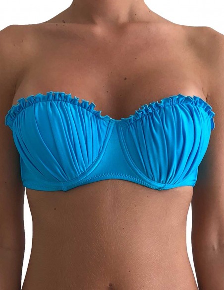 Top fascia balconcino colore azzurro, imbottita, con effetto push up