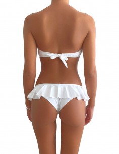 Bikini colore bianco fascia push up balconcino con volant slip o brasiliana 2