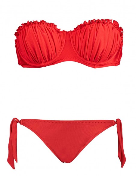 Bikini fascia conchiglia Greta con slip fiocchi Venere rosso