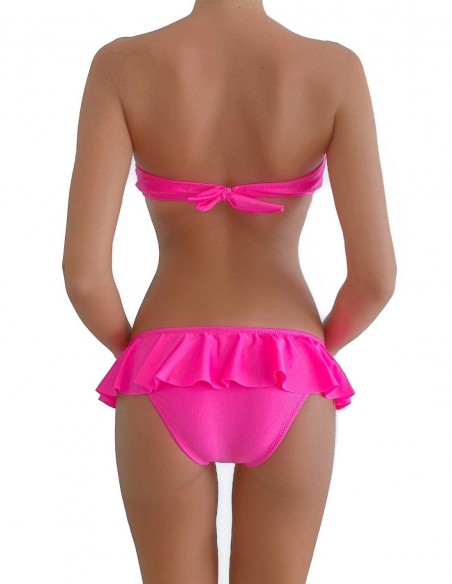 Bikini colore bianco fascia push up balconcino Greta con slip volant Capri