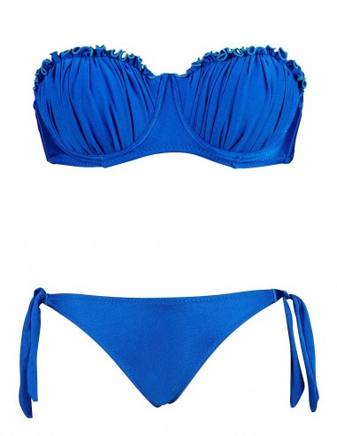 Bikini fascia conchiglia Greta con slip fiocchi Venere blue elettrico