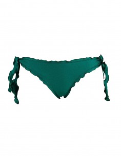 Bikini fascia con smerlo frou frou e slip o brasiliana con fiocchi verde foresta 2