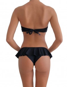 Bikini colore nero fascia push up balconcino Greta con slip o brasiliana volant 2