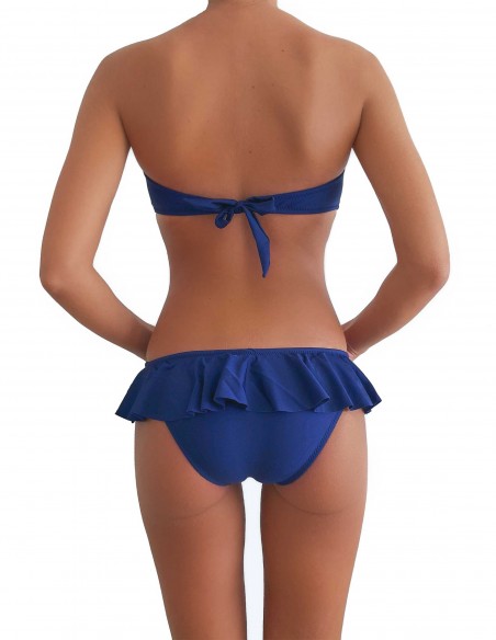 Bikini colore blue notte fascia push up balconcino Greta con slip volant Capri